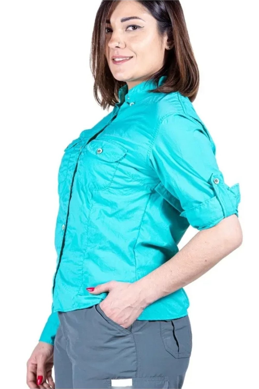 Camisa Adventure Uv50+ Azul Turquesa - Fem - Image 3